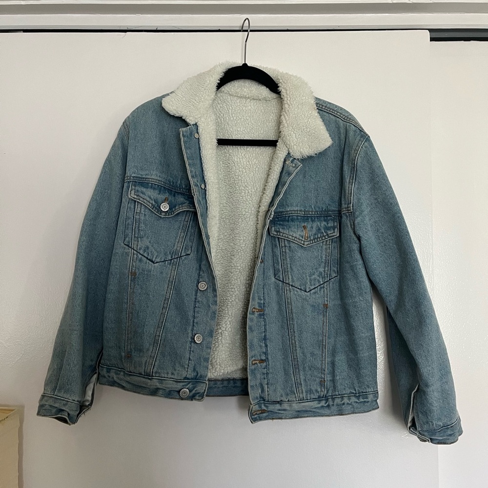 Brandy Melville Blue Jean Jacket with Cream Lining